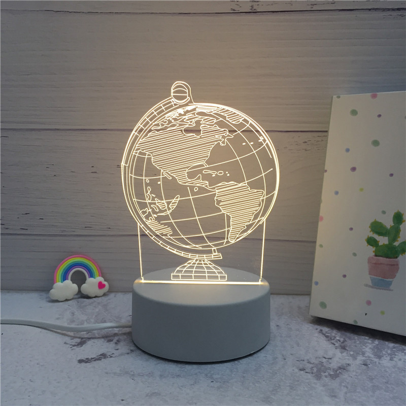 Τρισδιάστατο LED Φωτιστικό USB σε Δύο Σχέδια, 3D, Θερμό Λευκό Φως σε Χαραγμένο Πλέξιγκλας, OEM